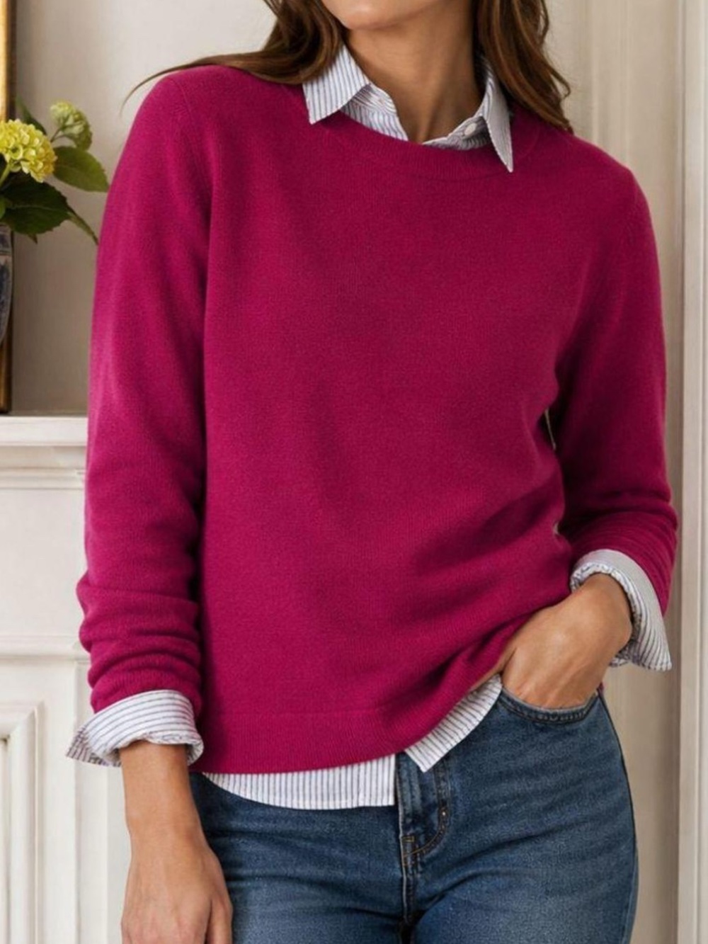 NWT J.Crew Teddie Cotton Wool Sweater Raspberry Size S
